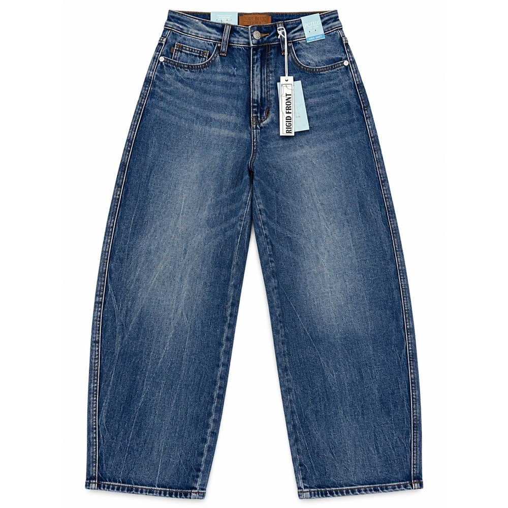 Judy Blue Marlow Arc Jeans 3/26 Petite High Rise Barrel Leg NWT Dark Wash